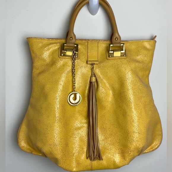 Charles Jourdan Handbags - CHARLES JOURDAN Tori Leather Tote Handbag Yellow/Gold